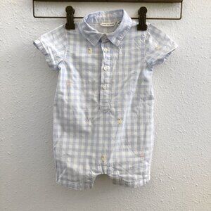 JANIE & JACK The Embroidered Gingham Easter Icons Baby Romper Size 3-6 Months